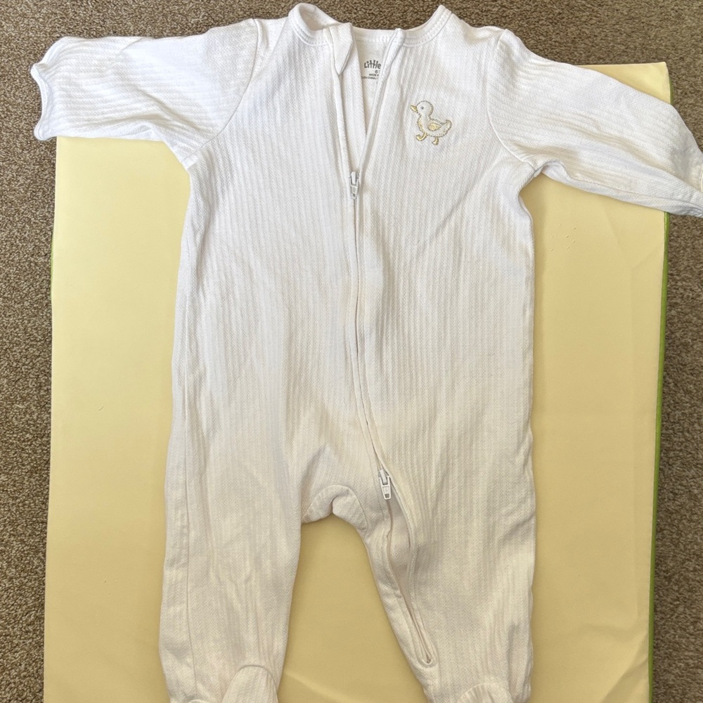 Little Me White Footie with Duck Design